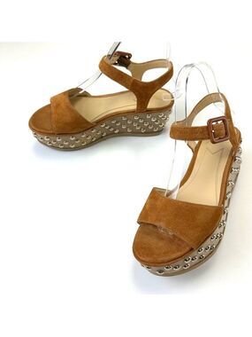 Brian Atwood Franki suede sandals studded platform sandals Size 6M Festival